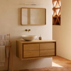 Outlet Kave Home Badkamermeubel Kenta Teakhout, 90cm (excl. waskom)