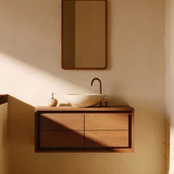 Outlet Kave Home Badkamermeubel Kenta Teakhout, 90cm (excl. waskom)