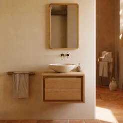 New Kave Home Badkamermeubel Kenta Teakhout, 60cm (excl. waskom)