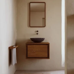 New Kave Home Badkamermeubel Kenta Teakhout, 60cm (excl. waskom)