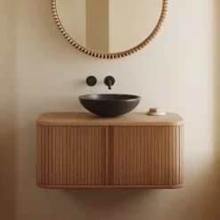 Clearance Kave Home Badkamermeubel Mailen Essenhout, 90cm (excl. waskom)