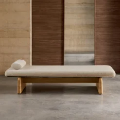 Best Kave Home Bank Topaz Chenille en essenhout, 200cm