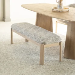 Discount Eleonora Bankje Lottie Geweven stof en eikenhout, 143cm