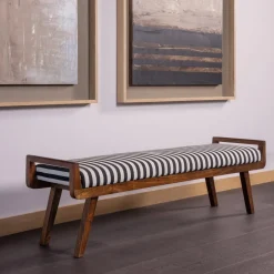 Best WOOOD Bankje Valo Stof en acaciahout, 157cm