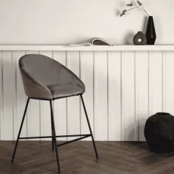 Discount Nohr Barkruk Amon Velvet, kleur (zithoogte 67cm) Donkergrijs