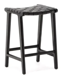 Kave Home Barkruk Calixta Hout en Leder (zithoogte 67cm)