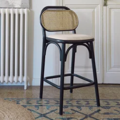 Online Kave Home Barkruk Doriane Eikenhout en Rotan (zithoogte 65cm)