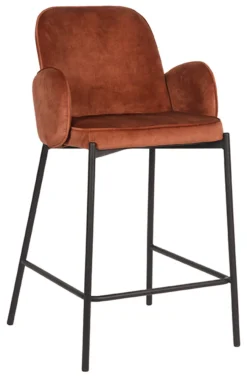 Best LABEL51 Barkruk Jari Velvet (zithoogte 65cm) Roest