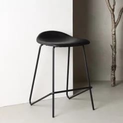 Outlet Nohr Barkruk Meggan Lederlook, kleur (zithoogte 66cm) Zwart