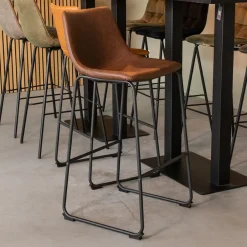 Discount LABEL51 Barkruk Risto Lederlook (zithoogte 75cm)