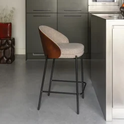 Dutchbone Barkruk Rodin Essenhout en stof, kleur (zithoogte 65cm) Beige