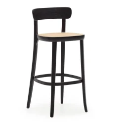 Kave Home Barkruk Romane Beukenhout en rotan (zithoogte 75cm)