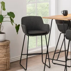 Online Bendt Barkruk Svend met armleuning (zithoogte 76cm) Donkergrijs