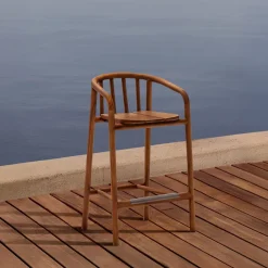 Online Kave Home Barkruk Turqueta hout (zithoogte 65cm) Teak