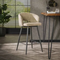 Hot LifestyleFurn Barstoel Arnie Bouclé (zithoogte 69cm) Zand