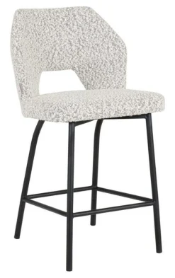 New MUST Living Barstoel Bloom Bouclé (zithoogte 65cm) Lichtgrijs