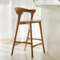 Discount Ethnicraft Barstoel Bok Geolied Eikenhout, kleur (zithoogte 67cm) Naturel