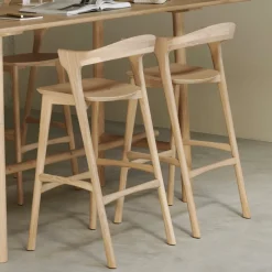 Clearance Ethnicraft Barstoel Bok Gevernist Eikenhout, kleur (zithoogte 78cm) Naturel