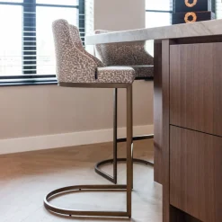 Outlet Richmond Interiors Barstoel Bolton Geo stof, kleur (zithoogte 77cm) Naturel