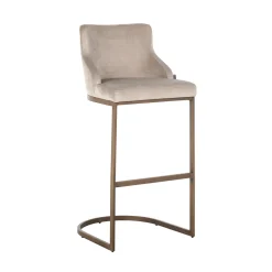 Online Richmond Interiors Barstoel Bolton Velvet (zithoogte 76.5cm) Khaki / Goud
