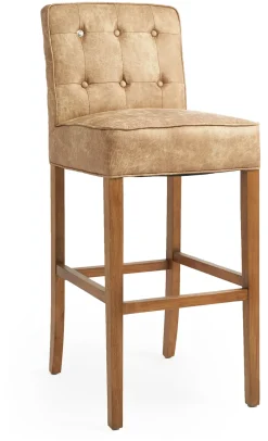 Outlet Rivièra Maison Barstoel Cape Breton Pellini leder Camel