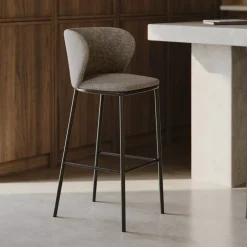 Online Kave Home Barstoel Ciselia Chenille (zithoogte 65cm)