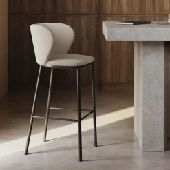 Online Kave Home Barstoel Ciselia Chenille (zithoogte 65cm)