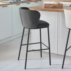 Online Kave Home Barstoel Ciselia Chenille (zithoogte 65cm)