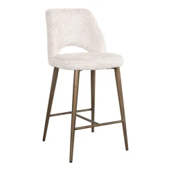 Outlet Richmond Interiors Barstoel Delphine Chenille, kleur Crème (zithoogte 66,5cm) Cru00e8me