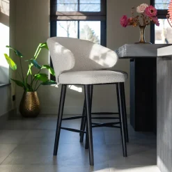 Sale Richmond Interiors Barstoel Indigo Bouclé, kleur (zithoogte 78cm) Wit