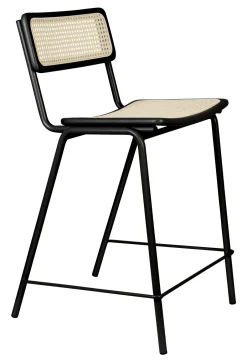 New Zuiver Barstoel Jort Rotan (zithoogte 67cm) Zwart