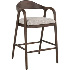 Sale Richmond Interiors Barstoel Mihara Geweven stof en hout, kleur Mocca (zithoogte 70cm)
