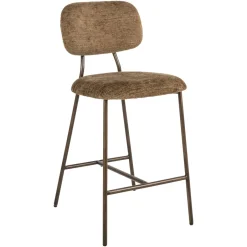 Clearance Richmond Interiors Barstoel Xenia Geweven stof, kleur Brandy (zithoogte 66cm) Brass
