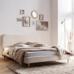 Clearance Artistiq Living Bed Federico Velvet, 180 x 200cm Beige