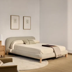 Best Kave Home Bed Odina Bouclé, kleur Ecru/Naturel Beige