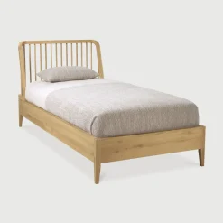 Outlet Ethnicraft Bed Spindle Geolied Eikenhout, kleur Naturel