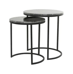 Best Light & Living Bijzettafel Alfio Set van 2 stuks, bruin marmer+zwart