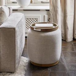 Online Rivièra Maison Bijzettafel Babylon Met dienblad, 50cm Antiek wit