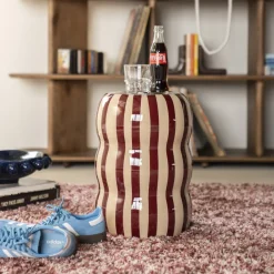 By-Boo Bijzettafel Candice 28cm, kleur Beige/Burgundy Veelkleurig