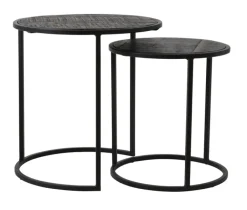 New Light & Living Bijzettafel Doba Set van 2 stuks, hout antiek-mat zwart