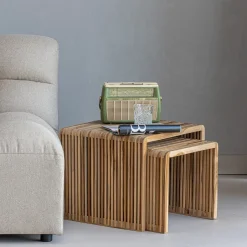 WOOOD Bijzettafel Jasmijn Teakhout, Set van 2 stuks Bruin