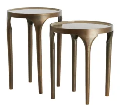 Discount Light & Living Bijzettafel Lapaz Set van 2 stuks, kleur Antiek Brons/Taupe