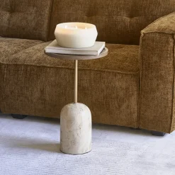 Best Rivièra Maison Bijzettafel Malibu Travertin en mangohout, 35cm