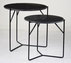 Outlet Livingfurn Bijzettafel Mason Set van 2 stuks, kleur Zwart