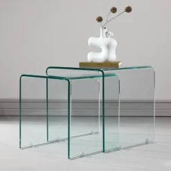 New Nohr Bijzettafel Rockwell Glas, Set van 2 stuks Transparant