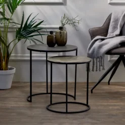 Sale Light & Living Bijzettafel Talca Set van 2 stuks, 40/49cm, kleur Antiek Lood