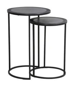 Outlet Light & Living Bijzettafel Talca Set van 2 stuks, 35/40cm, kleur Antiek lood