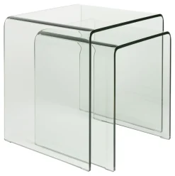 Discount Dutchbone Bijzettafel Vetro Glas, Set van 2 stuks