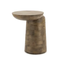 Discount By-Boo Bijzettafel Woomble Mangohout, 40 x 34cm Lichtbruin