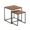 Hot Kave Home Bijzettafel Yoana Walnoot en metaal, Set van 2 stuks, kleur Bruin
